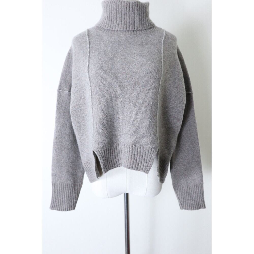 Brochu Walker Size S Carnaby Turtleneck Sweater Seam Double Knit Pullover Taupe - Picture 4 of 14